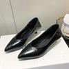 2024 New Women's Boat Shoes Pointed Toe Pumps Kitten Heel Dress Shoes Silver Office Work Shoes for Female Black Spring Autumn