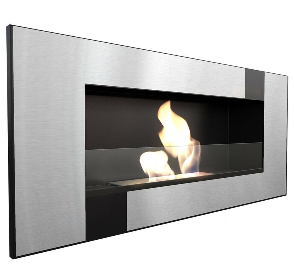 Wall Mounted Bioethanol Fireplace DELTA 2 QUBE TÜV with Glazing