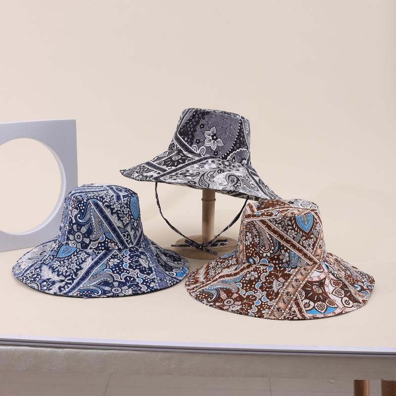Cashew flower printed bucket hat Outdoor sunshade basin hat Foldable carry sun hat Spring and summer men and women