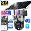 10x Zoom 4G SIM Solar Camera Outdoor 6K 12MP Three Lens HD Night Vision IP Surveillance Camera Security Protection PTZ CCTV Cam