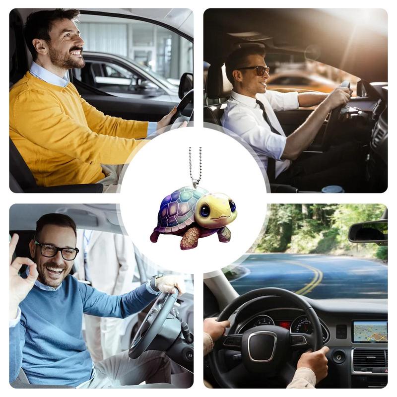 Автомобильный кулон с черепахой, украшение для интерьера автомобиля, креативные аксессуары для интерьера автомобиля, 2D акриловый кулон-шарм, зеркало заднего вида, аксессуар для интерьера автомобиля