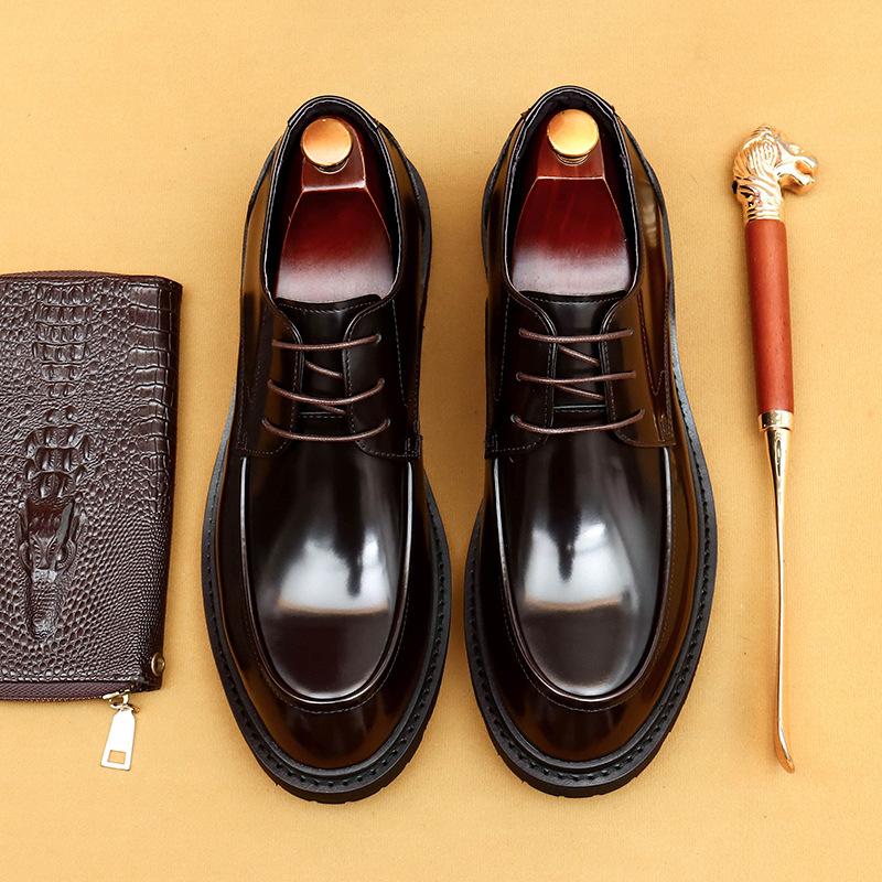 [В рамках мероприятия] Мужская обувь Amazon, обувь из натуральной кожи, мужские официальные британские туфли дерби, лакированная глянцевая деловая обувь