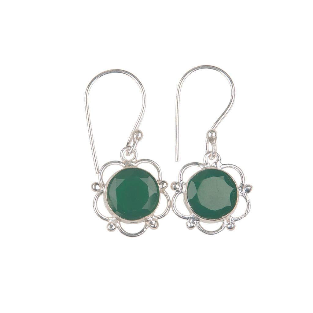 Green Onyx Gemstone 925Sterling Silver Jewelry Handmade Earrings 1.40" For Gift EE-56-17