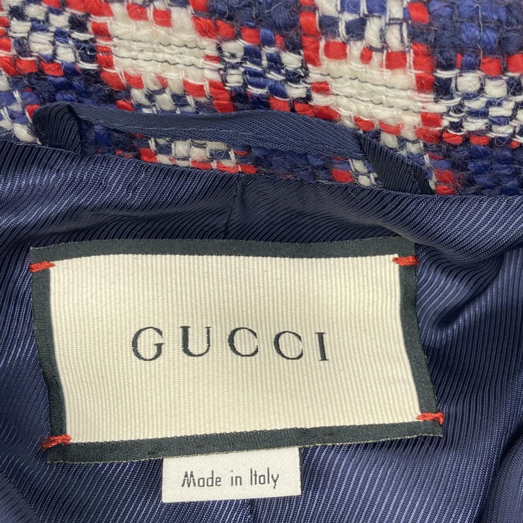 Gucci 569132 19 лет Красный x Темно-синий x Белый Золотая пуговица Однобортный пиджак Пиджак 38 Красный x белый x темно-синий Б/у