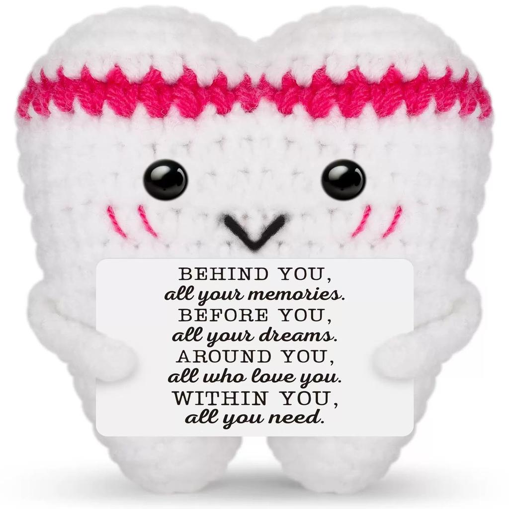 Mini Positive Potato Funny Avocado Duck Cute Knitted Crochet Doll with Card for Women Men Mom Dad Friend Birthday Cheer Up Gifts