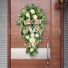 Easter Teardrop Wreath Artificial Hanging Crafts Front Door Swag for Fireplace Shelf