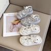 Wedding Party Children's Summer Sandals New Girl Princess Shoes Elegant Chic Bow Kids Causal Flat Sandals Rhinestone I09056