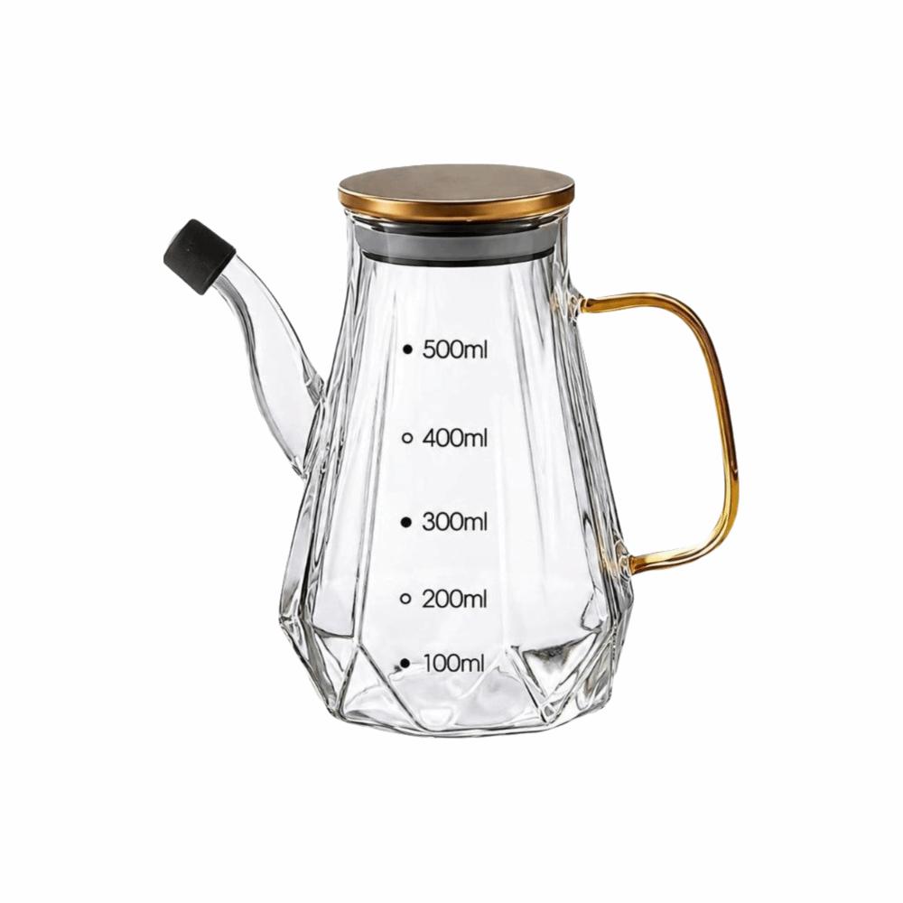 with Scale Glass Oil Dispenser Diamond Cut Kitchen Oil Container Oil Pourer Home Cooking