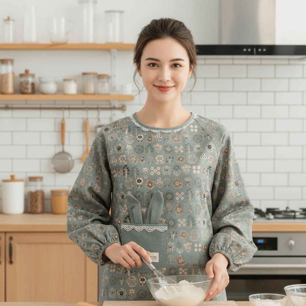 2 шт. холщовый кухонный фартук для готовки, дышащий защитный фартук с длинными рукавами, сзади на шнуровке, регулируемая лямка, рабочее платье