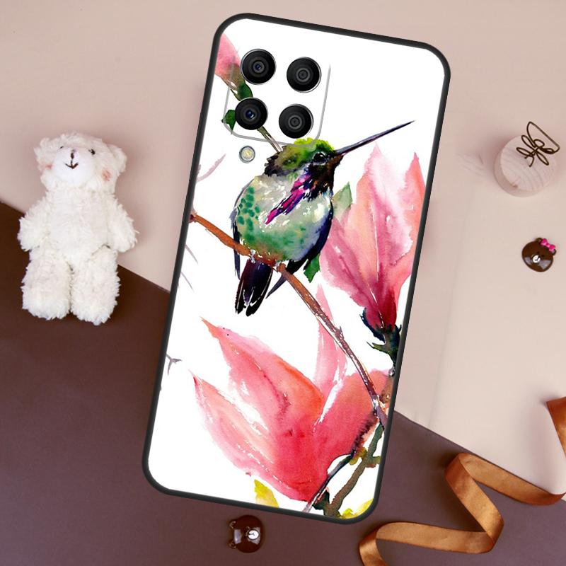 Чехол с колибри и цветами для Samsung Galaxy M36 M55 M35 M15 M56 M16 M54 M14 M34 M31 M11 M13 M53 M12 M32 M52 M06