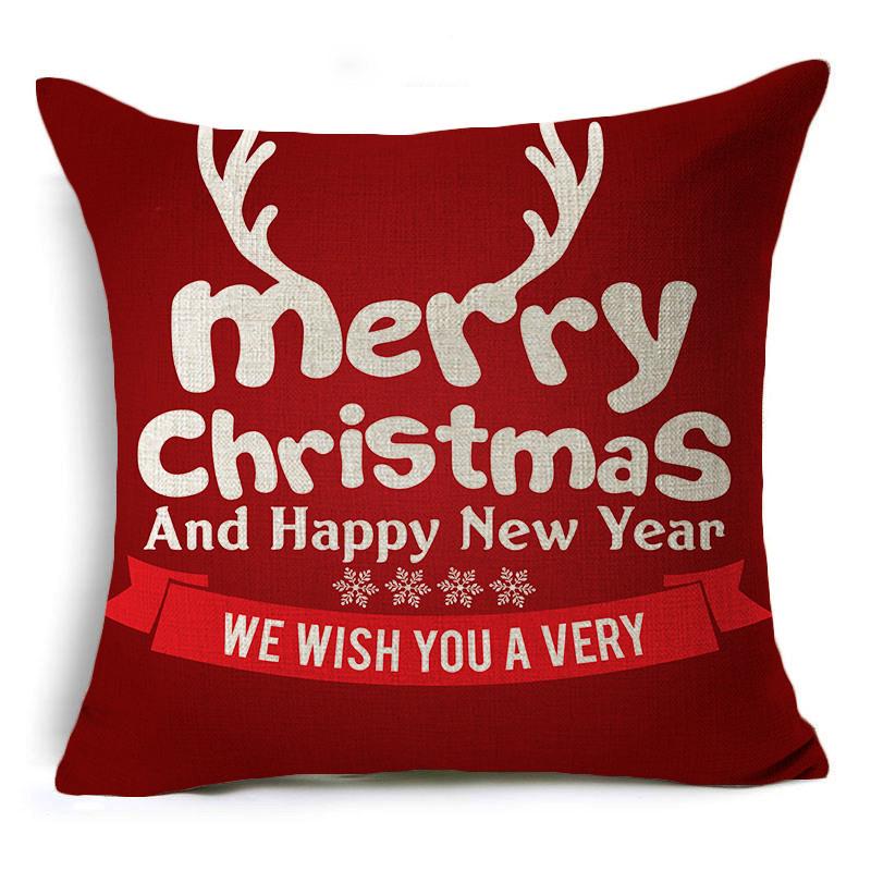 New Year Christmas Gift Elk Letter Sofa Cushion Linen Pillow Car Pillow Cover Premium Durable Quality Useful Practical