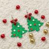 Bells Christmas Tree Earrings Flat Acrylic European and American Creative Christmas Earrings with Chain Bells