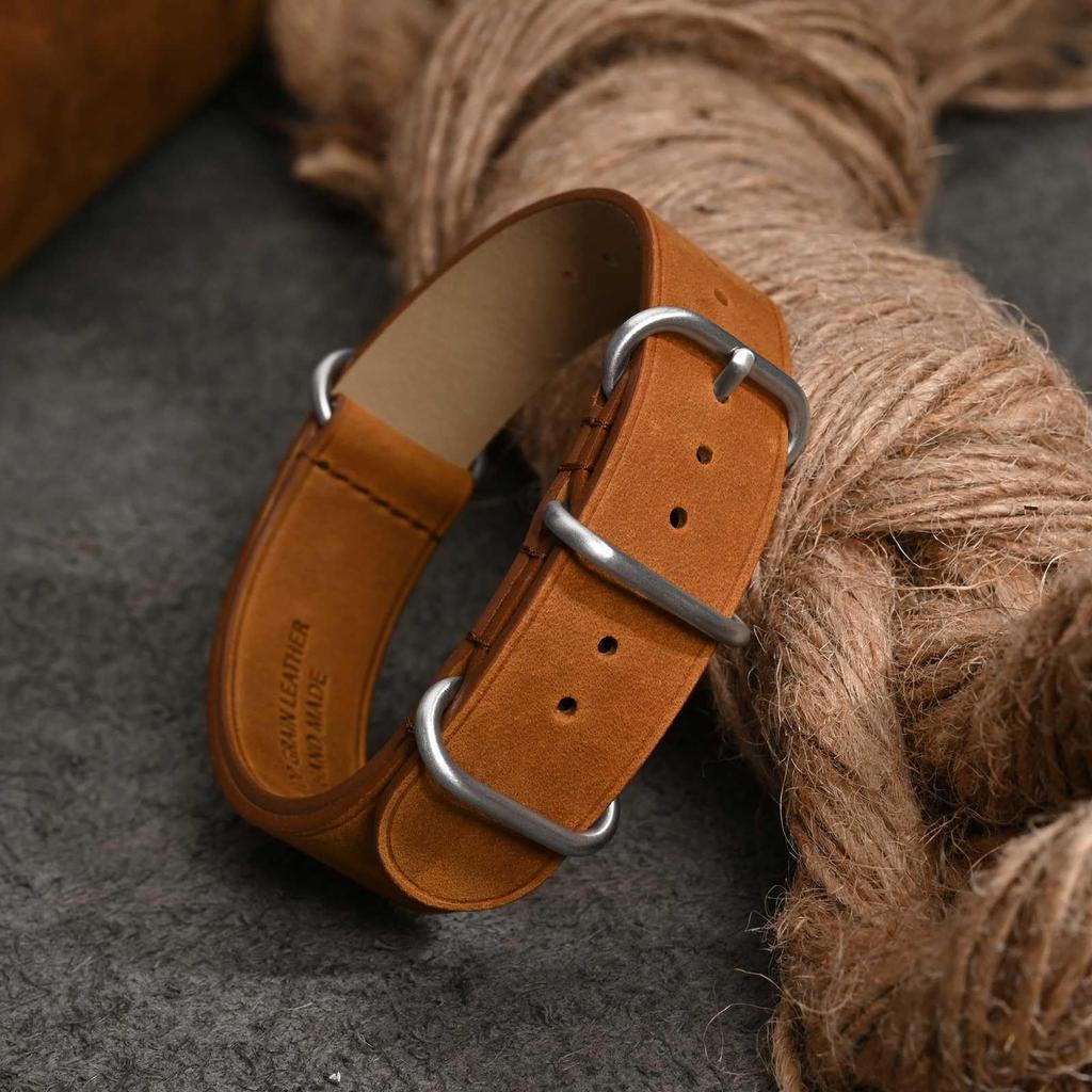 WOCCI Настоящая зулусская кожаная ремешок для часов Замена ремешка Винтажный кожаный ремешок Бронзово-коричневый ремешок, 20 мм, Ремешок, Ремешок,