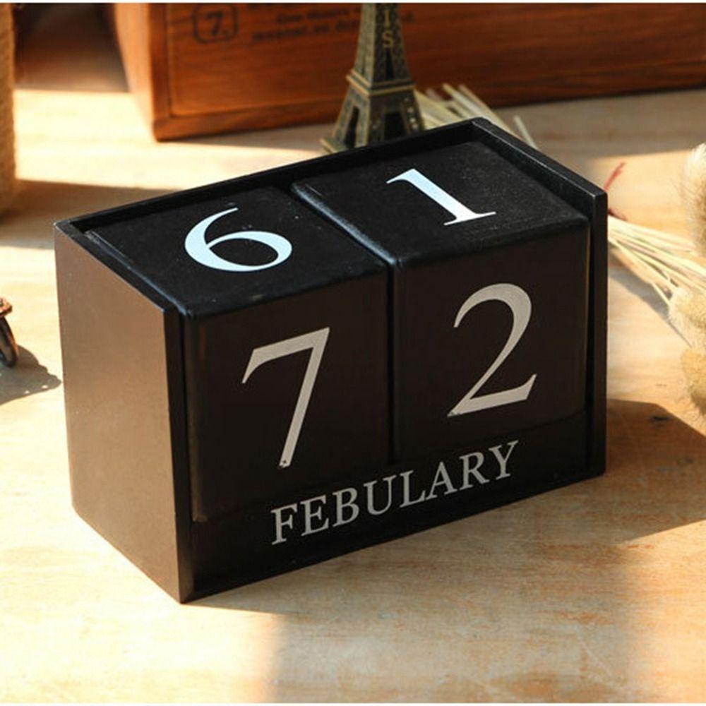 MDF Building Blocks Calendar Eternal Blocks Cube Calendar Wooden Perpetual Calendar  Office