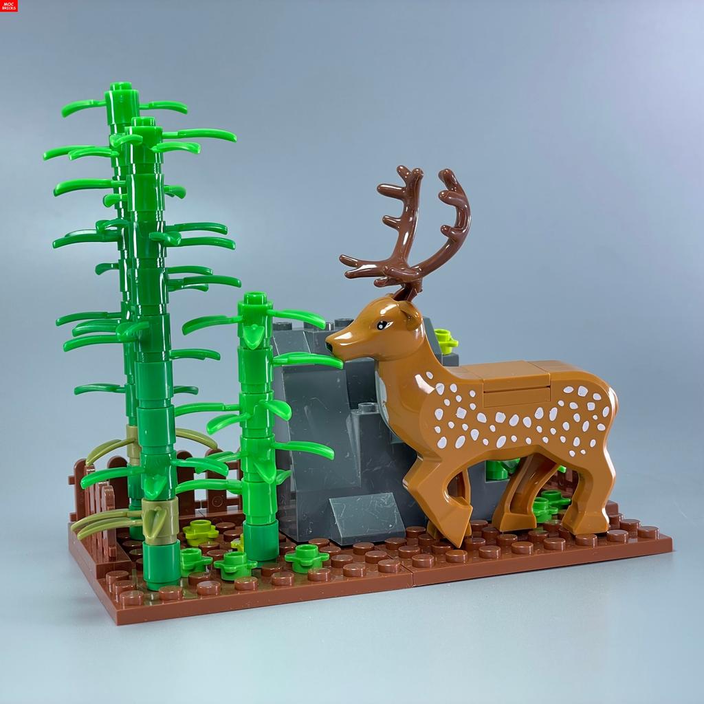 MOC Bricks Animal Zoo Tiger Leopard Elephant Wolf Shark Polar Bear Whale Building Blocks Kids Toys Farm Figures Assemble