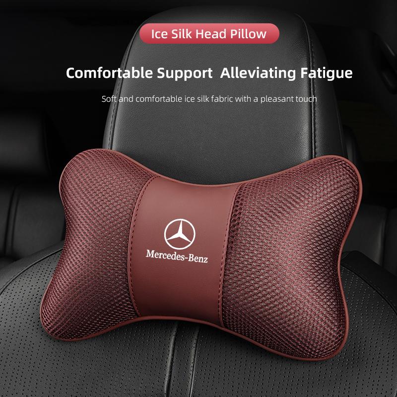 WLX4 For Mercedes Benz A B C E AMG W203 W205 W206 W211 W220 W212 W201 W210 E300 Car Headrest Breathable Ice Silk Neck Pillow