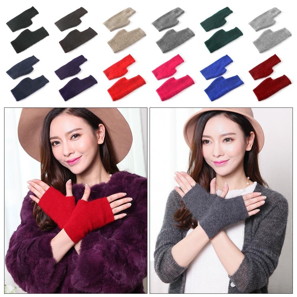 Exposed Finger Mink Cashmere Gloves Fingerless Warm Gloves Protable Knitted Wool Glove Autumn