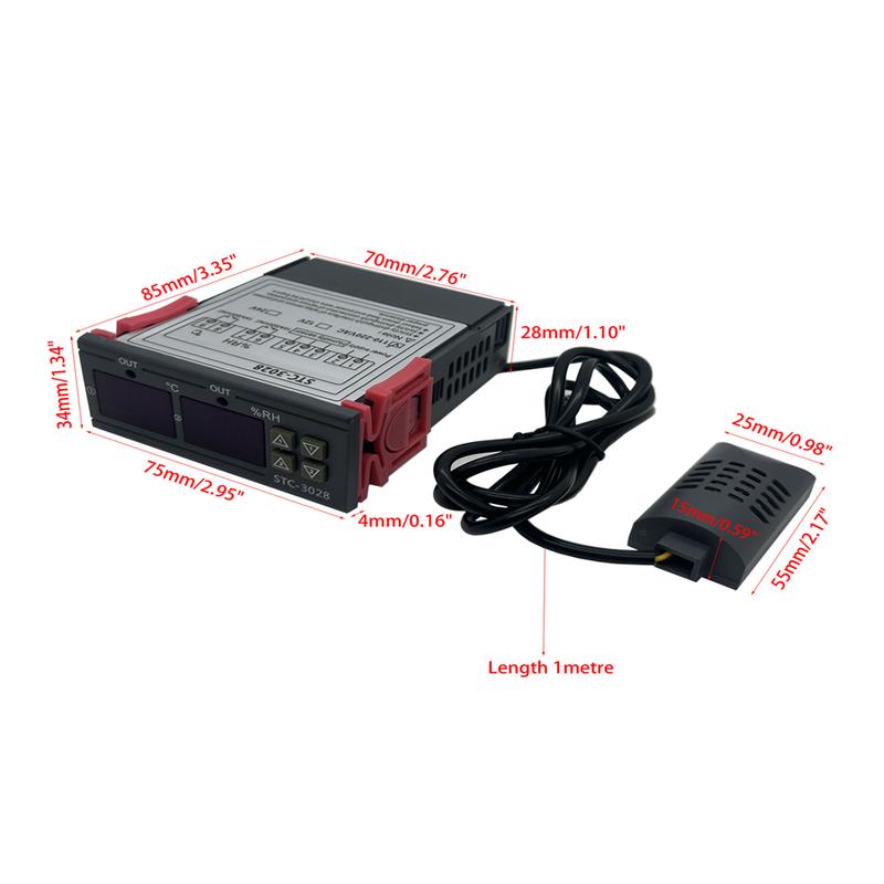 Dual Digital Thermostat Temperature Humidity Control STC-3028 Thermometer Hygrometer Incubator Controller AC 220V DC 12V 24V