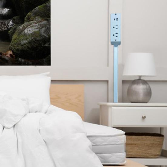 Расширитель розеток с USB-A, USB-C, 2 розетки переменного тока, расширяется на 22–34 дюйма, вращается на 180 градусов, вращающееся основание