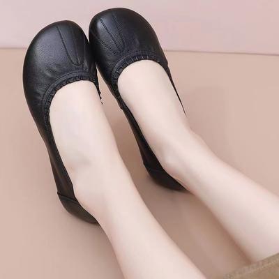 Туфли на мягкой подошве, женские туфли для мам, на плоской подошве, весна 2025, новые удобные туфли из кожи с неглубокой подошвой для людей среднего и пожилого возраста