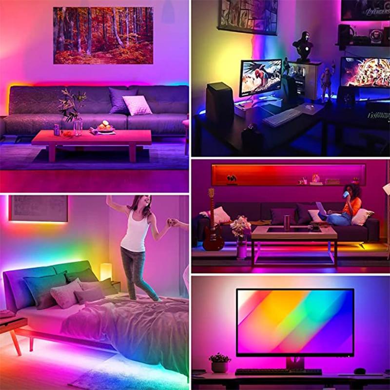 10 м 20 м светодиодные ленты RGB 5050/RGBIC WS2812B инфракрасный Bluetooth-контроллер ТВ подсветка комнаты Luces светящаяся декоративная лампа Fita