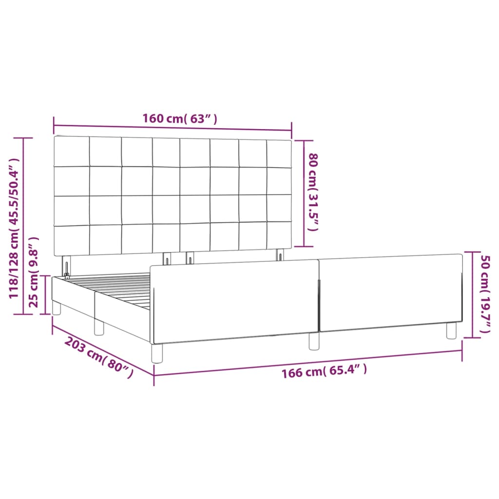 Bed Frame without Mattress Light Grey 160 x 200 cm Fabric