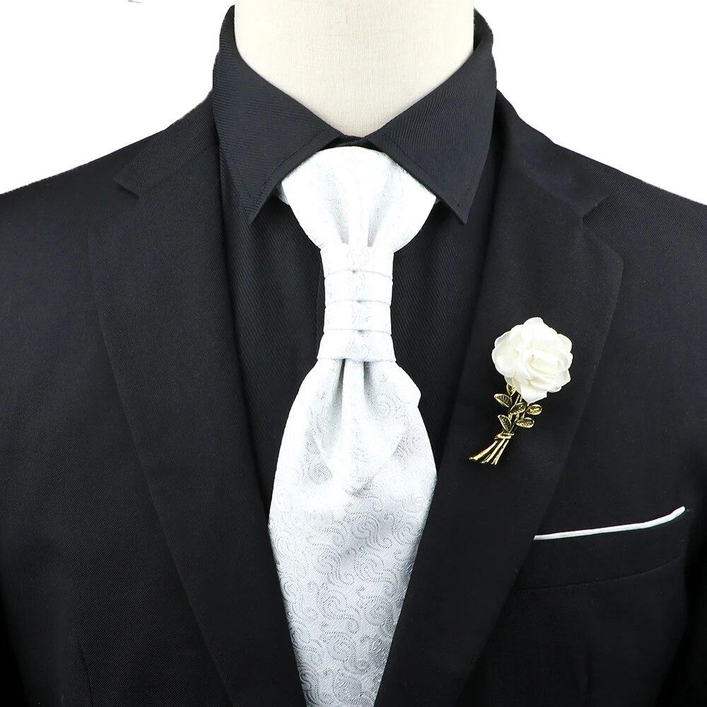 Мужской, Галстук с пейсли, Набор брошей для галстука, Красный, Черный, Регулируемый галстук, Роскошный, Смокинг, Свадьба жениха,