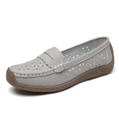 Модные женские туфли большого размера на весну и лето, новые дышащие, нескользящие, удобные, легкие, прогулочные мокасины на мягкой подошве из кожи