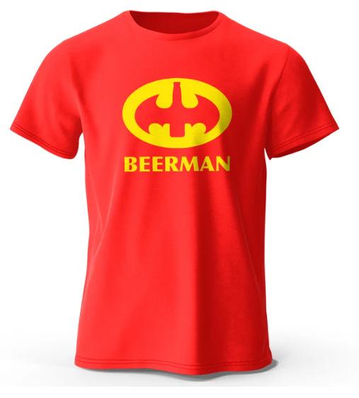 Beer print T-shirt men's and women's classic oversized fun print 3D print short-sleeved summer top