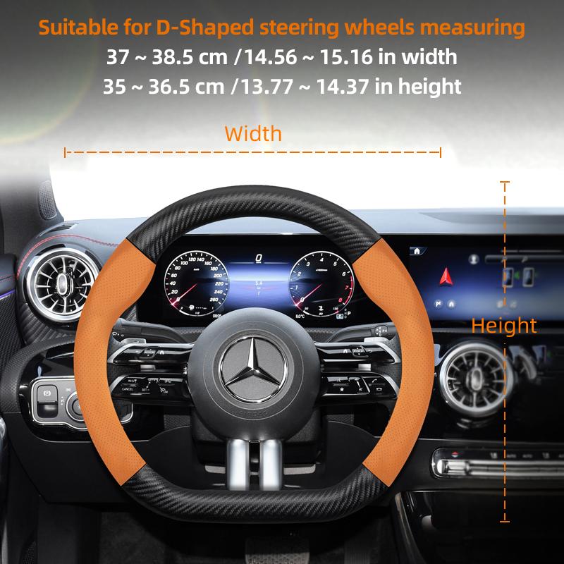 ATOW5 Suitable for Mercedes-Benz Breathable Leather Matte Carbon Fiber Texture Steering Wheel Cover Suitable for E Class S C a Glc Suv Eqc