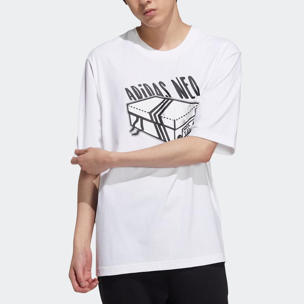 adidas Neo Casual Дышащая футболка Мужские топы Белые H59446