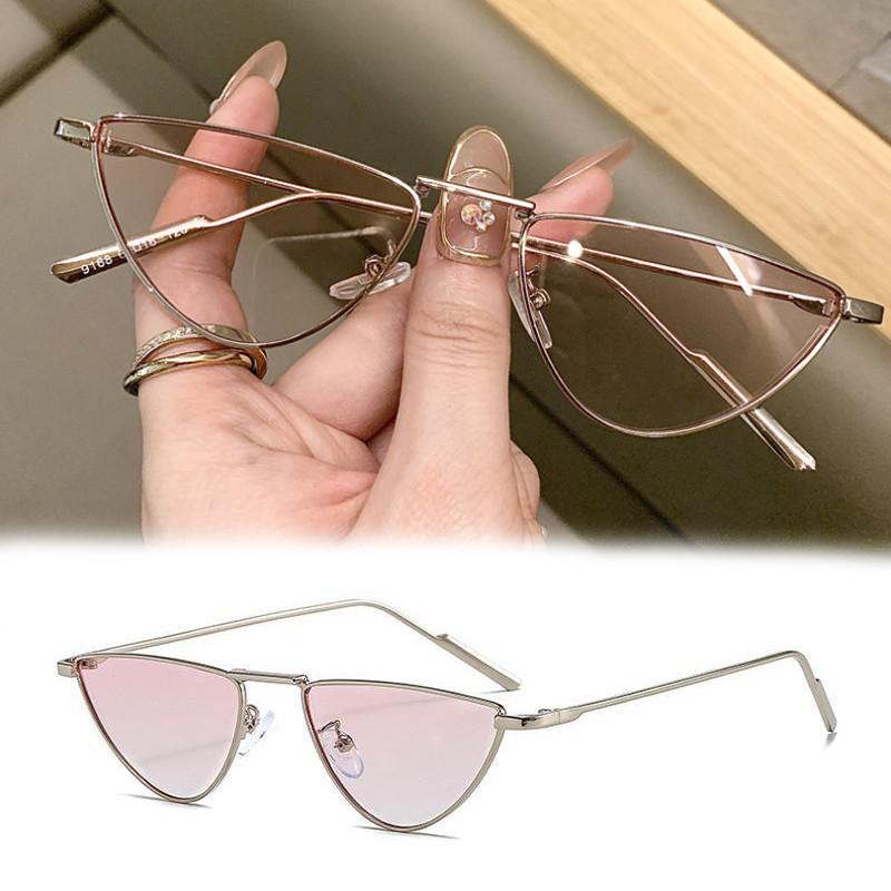 Vintage Korean Cat Eye Small Frame Sunglasses For Women Men Metal Fashion Multicolour Eyeglasses Outdoor UV Protection Shades Sunglasses