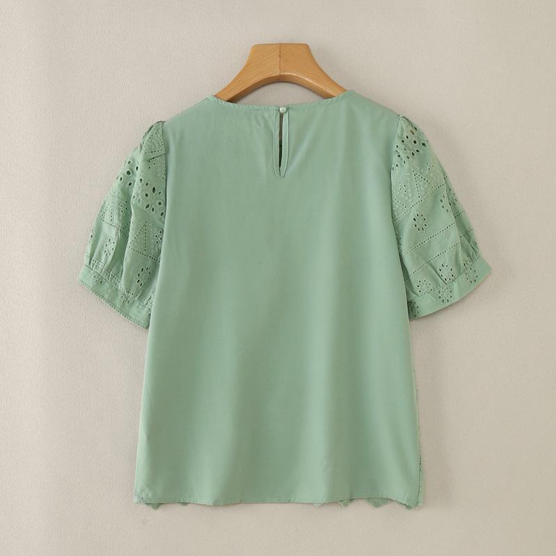 ZANZEA Женская повседневная ажурная блузка с коротким рукавом в стиле пэчворк с крючком