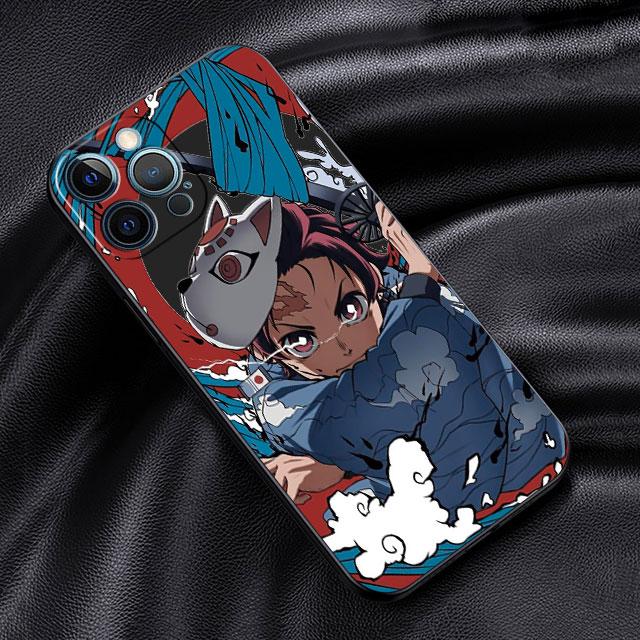 Чехол для Apple iPhone 14 13 11 12 Pro 7 XR X XS Max 8 Plus 6 6S SE 2022 13Pro черный мягкий телефон Funda аниме Demon Slayer