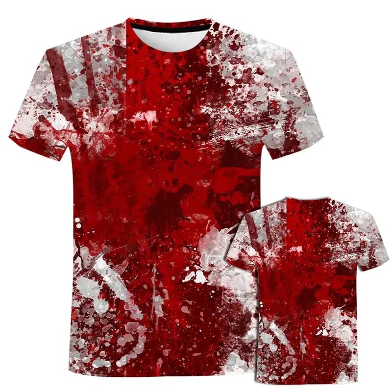 Halloween T-Shirts Horror Bloody 3D Print Men Women O-Neck Short Sleeve T Shirt Oversized Harajuku Y2k Tees Tops Kids Clothing