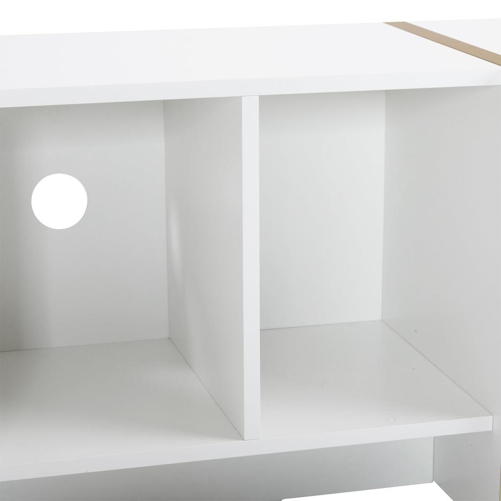 2 Türen, 2 Schubladen, 2 offene Fächer, TV-Regal Fernseher bis zu 80 Zoll, Moderner TV Board Lowboard Wohnzimmer, Esszimmer, Weiß, 190cm