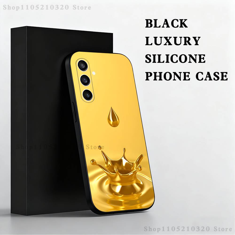 Wealth Art Dazzling Gold Phone Case For Samsung S25,S24,S21,S22,S23,S30,Ultra,S20,Plus,Fe,Lite,Note,10,9,5G Black Cover