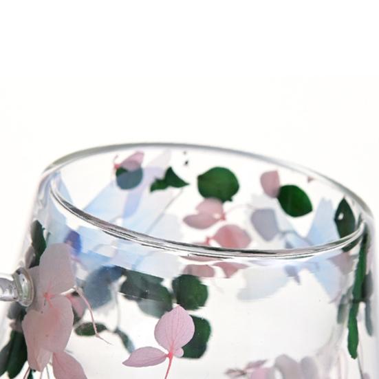 Кружки для кофе с двойными стенками из высокоборосиликатного стекла с красочным лепестковым дизайном