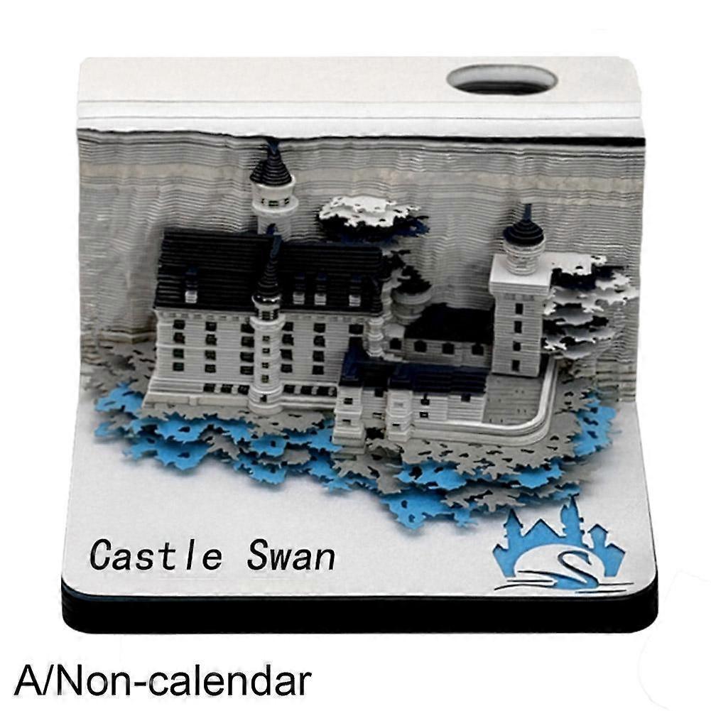 3D Castle Memo Pad , 2025 Desk Calendar Paper Carving Notepad Weekly Notepad