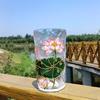 Glacier Texture Hand-Painted Glass Cup Flower Design Beer Cup Fashion Juice Cup  Tea Time