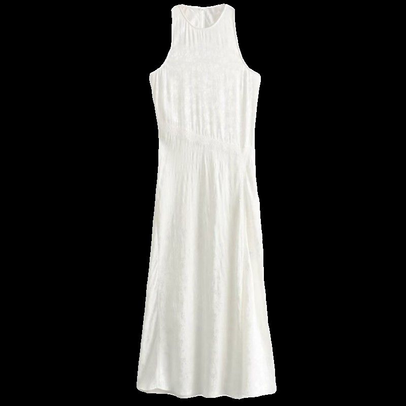 Fashion Style 2024 Summer New Arrival Women's Clothing Silm Sheath Round Neck Sleeveless Lace Jacquard Dress 1165075