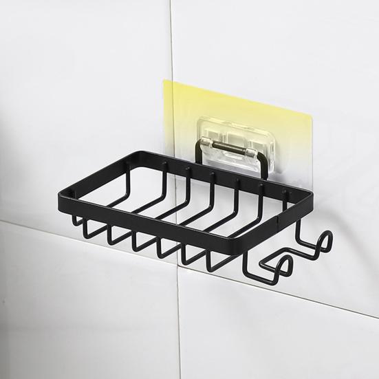 1/2 шт., настенное крепление, мыльница, боковые крючки, полый держатель из нержавеющей стали для душа, контейнер для мыла, коробка для хранения, кухонные принадлежности для ванной комнаты