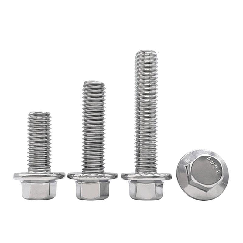 UNC 1/4-20 5/16-18 3/8-16 Болт с шестигранной головкой из нержавеющей стали 304 с зубчатым фланцем и колпачковой головкой с шестигранной шайбой