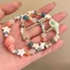 New Cute Geometry Star Conch Ceramic Glass Acrylic Beaded Bracelet Girl Kpop Aesthetic Charm Jewelry Y2K Marine Accessories