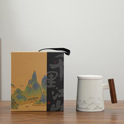 Китайская керамическая кружка для чая Qitai с крышкой