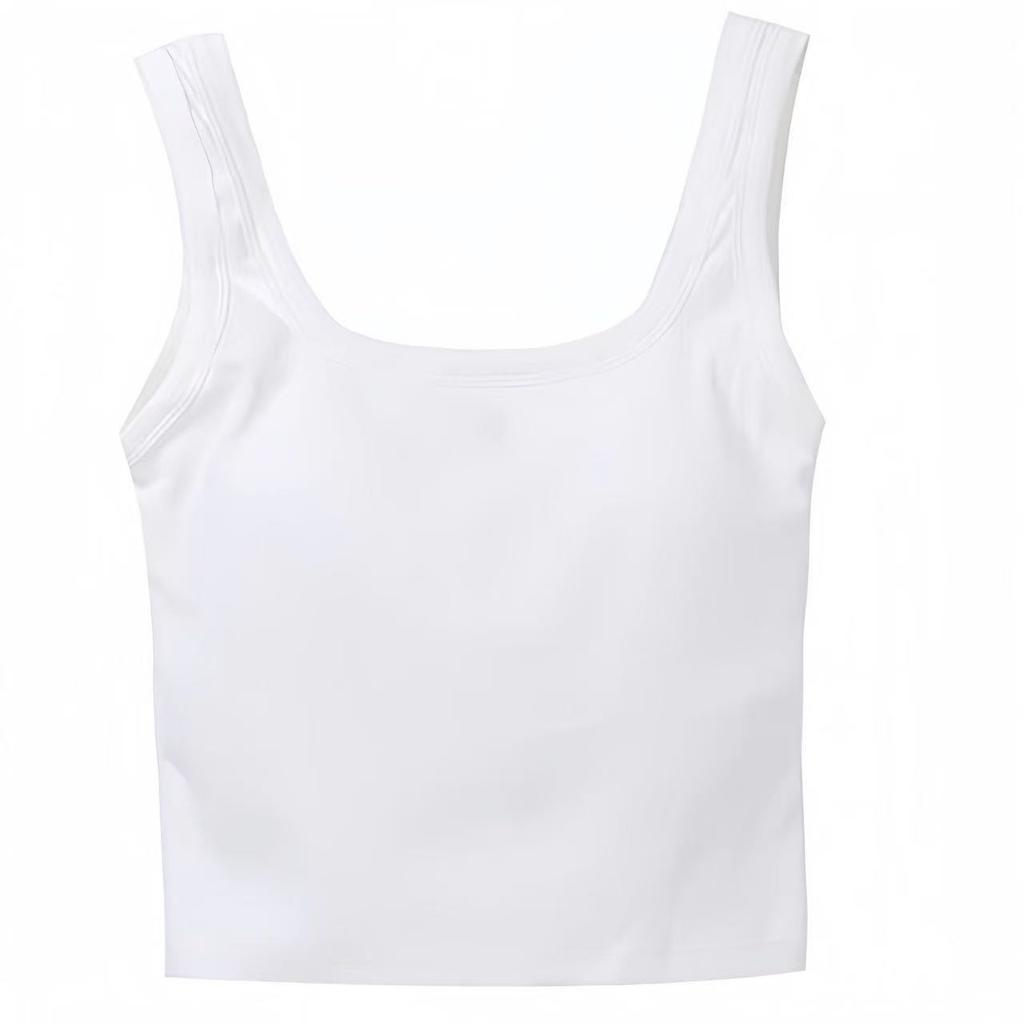 Solid color opaque sling vest, women's summer with chest pad, white inner cover, pure desire to base a beautiful back, sweet top with open back.