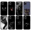 Black Tpu Case for Iphone 5 5s Se 6 6s 7 8 Plus X 10 XR XS 11 12 13 Mini Pro MAX Case Silicone Cover Black Cat Staring Eye On