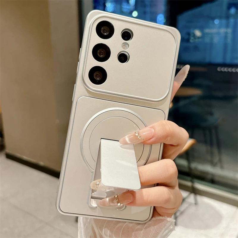 Роскошный складной держатель-подставка, матовый магнитный чехол для Samsung Galaxy A24 A25 A26 A34 A35 A36 A37 A55 A56 A57, ударопрочная жесткая крышка