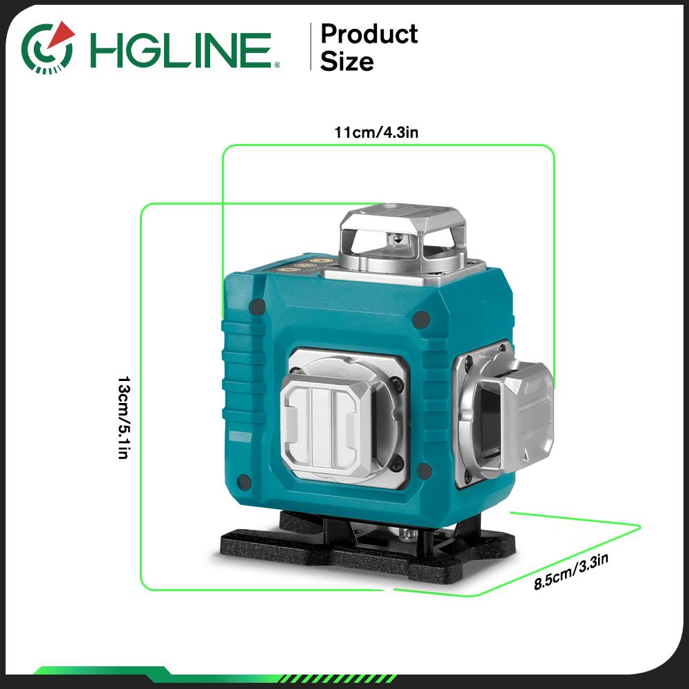 HGLINE 16-линейный лазерный уровень 4D зеленая линия 360° по горизонтали и вертикали 30 м с пультом дистанционного управления с приложением сверхмощный лазерный уровень