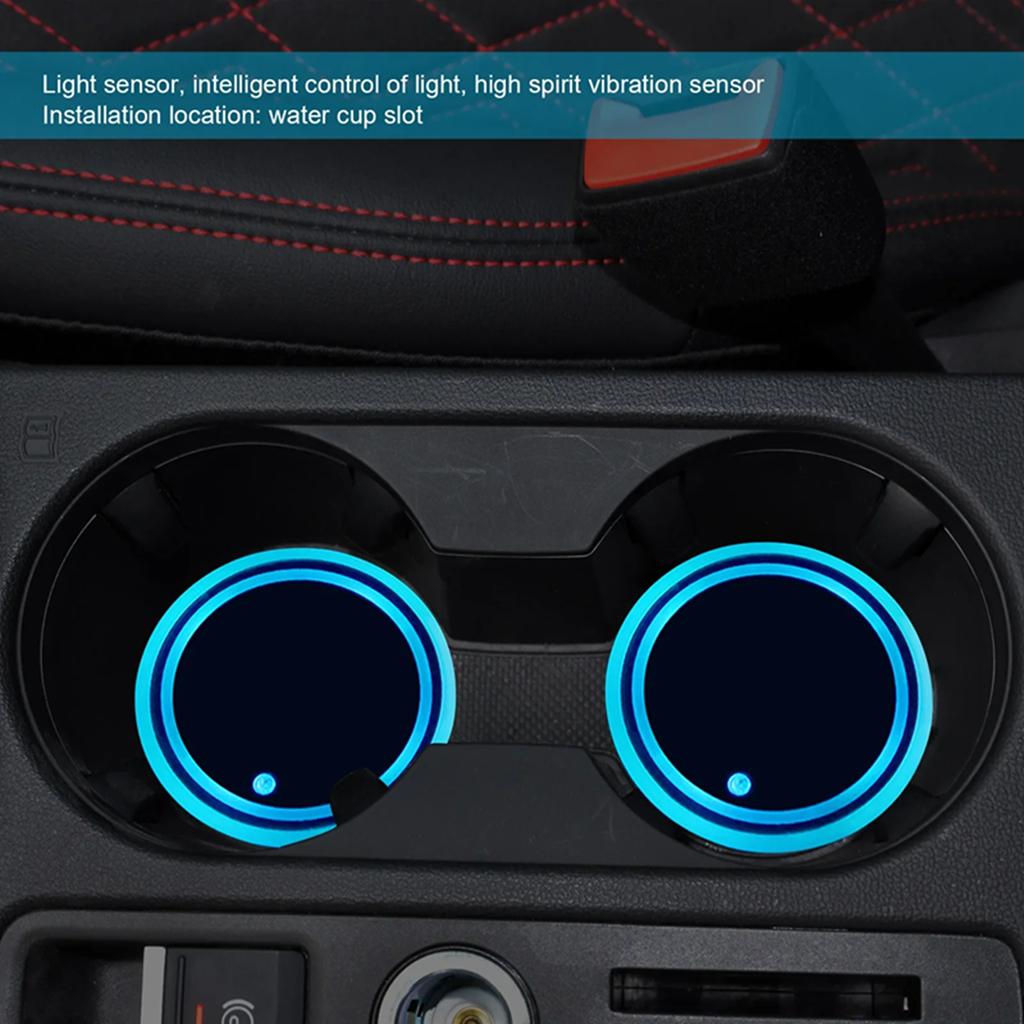 Best-selling car LED light water cup mat, seven-color water cup mat, car ambience light, USB charging, anti-slip mat
